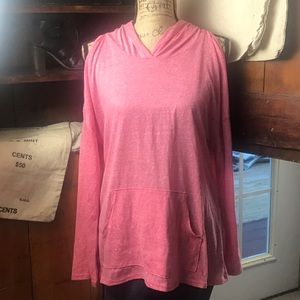 Blumin pink cold shoulder hoodie long sleeved top